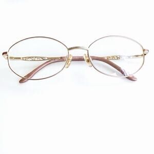 Eyeglasses Flex Frame Gold and Sparkling Rose Oval Filigree 53-17-130 Tres Jolie